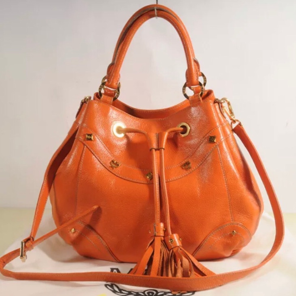 MCM Orange and Gold plated Tassel Handbag Vintage